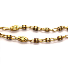 Barrel shaped links with engraved beads gold plated Chain Necklace Jewelry