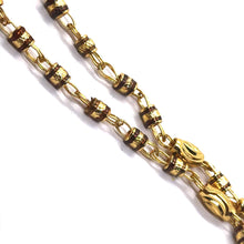 Barrel shaped links with engraved beads gold plated Chain Necklace Jewelry