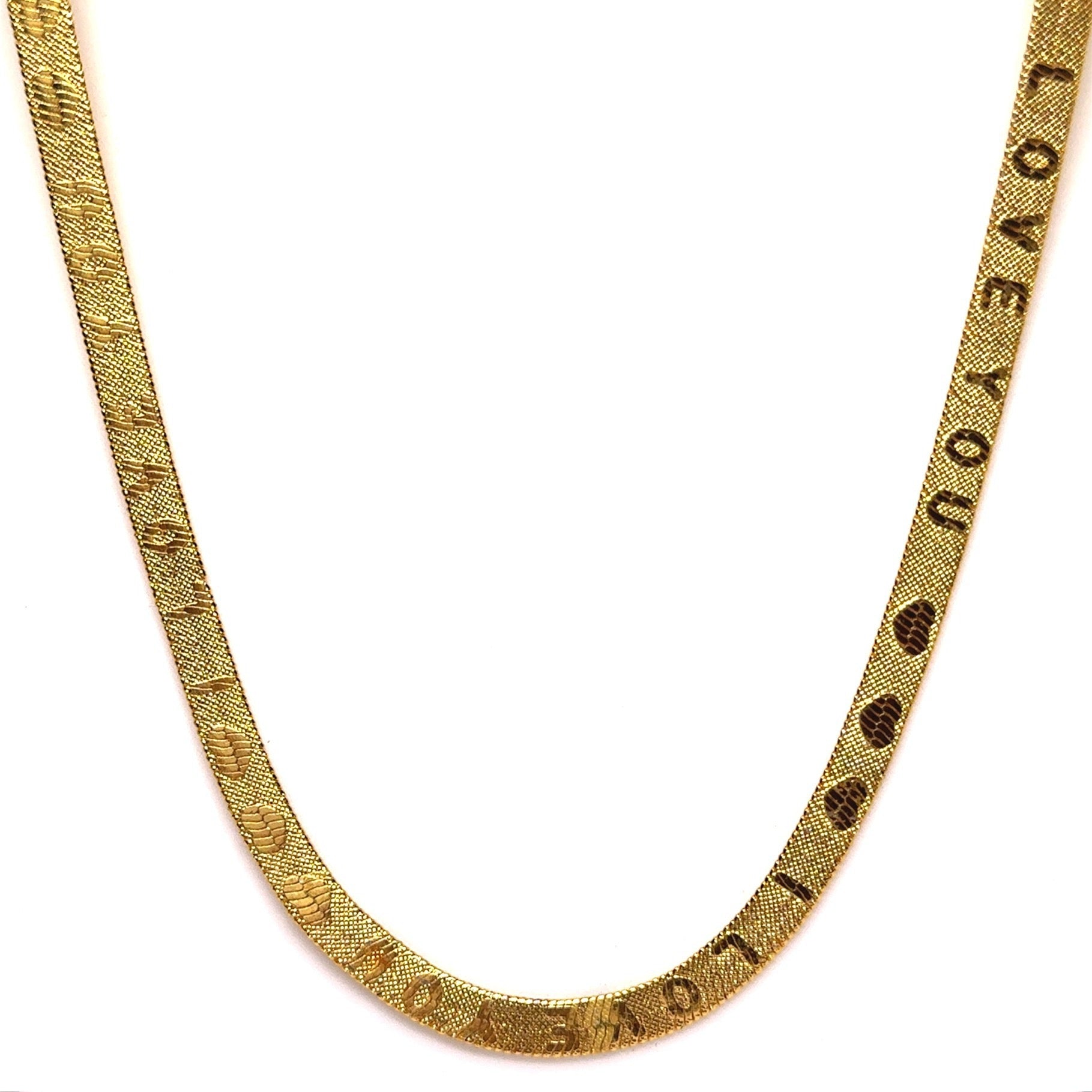 Micron Gold Plated I Love You Initial Snake Gold Plated Chain Necklace Jewelry