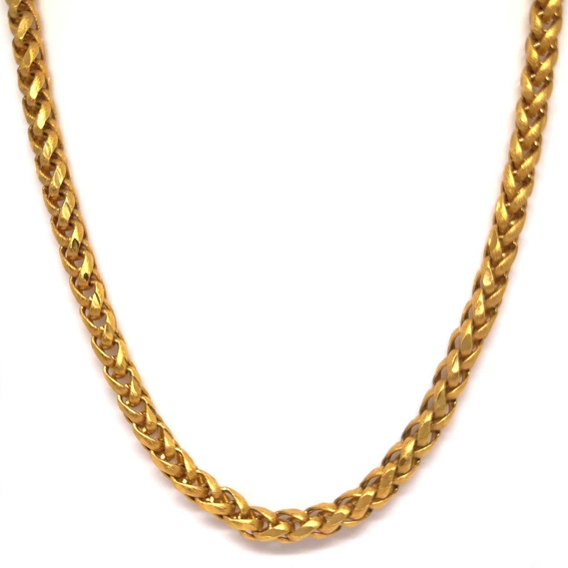 Gold plated Square Wheat Engraved Chain Gold Plated Necklace Jewelry