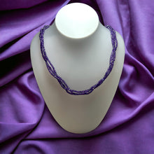 Natural Handmade Necklace Amethyst Gemstone Twisted 2 in 1 Beaded Jewelry