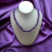 Natural Amethyst Rondelle Facet Cut Beads Gemstone Twisted Necklace