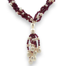 Natural Garnet Ball & Fresh Water Pearl Gemstone Necklace Jewelry