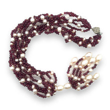 Natural Handmade Necklace Garnet Pearl 16-18