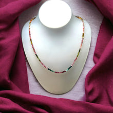 Natural Handmade Necklace Multi Tourmaline Gemstone Rainbow Birthstone Beaded Jewelry