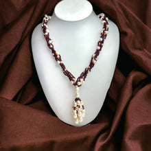 Natural Handmade Necklace Garnet Pearls 16-18