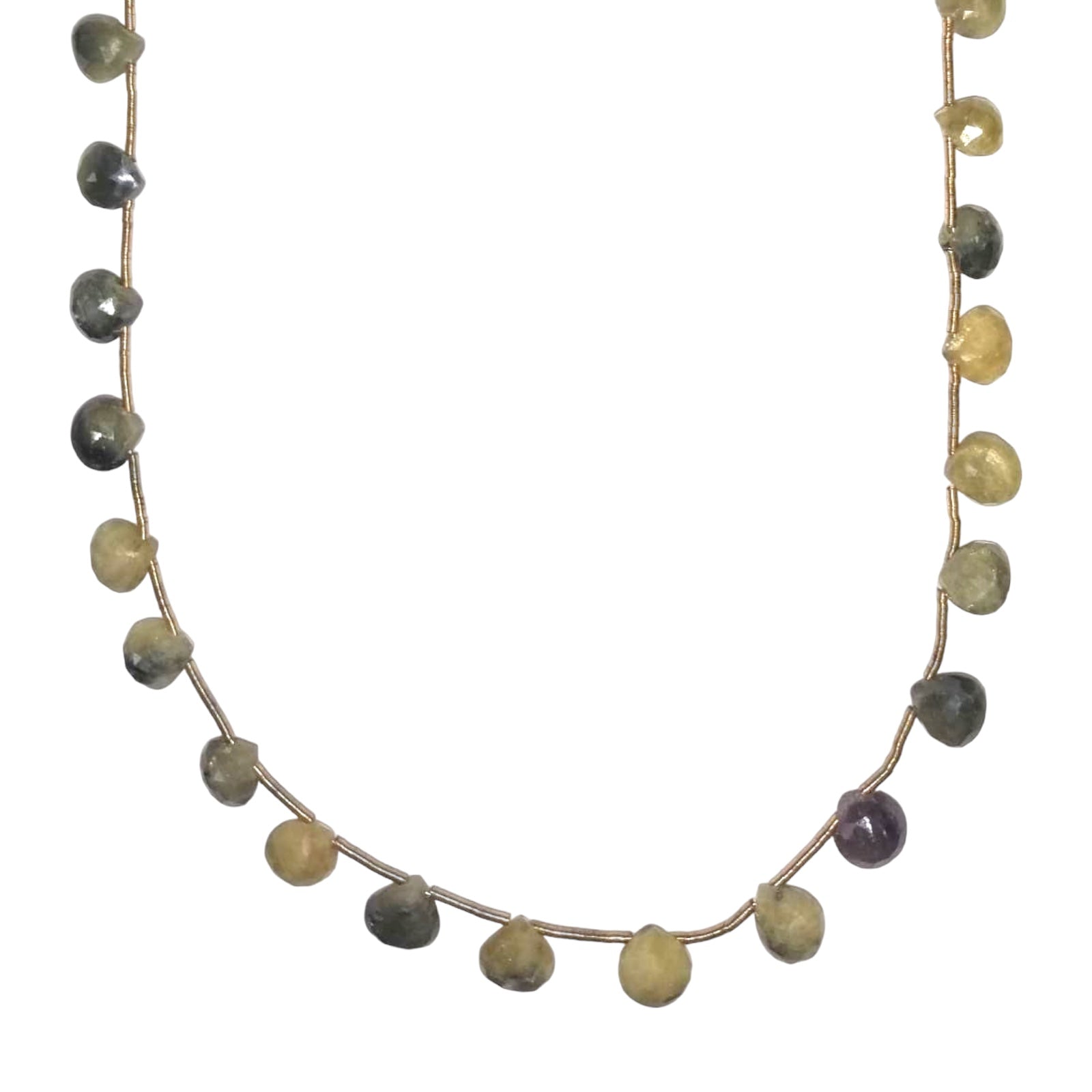 Natural Handmade Necklace Shaded Blue Sapphire Gems Beaded Ombre Jewelry
