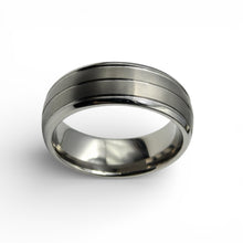 Tungsten Ring Silver Brushed Center Stripe Stylish Band