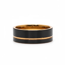 Tungsten Ring Elegant Rose Gold Line Black Brushed Flat Matte Finish Band