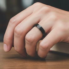 Tungsten Ring Center Raised Black Brushed Matte Finish Band