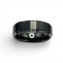 Tungsten Ring Center Raised Black Brushed Matte Finish Band