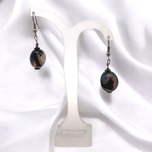 Black Chalcedony 15x14.5x10mm Tumble Plain Dangle Gemstone Earrings