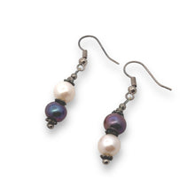 Multi Pearl 7.5mm Round Plain Dangle Gemstone Earrings