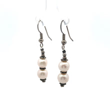 White Pearl 7.5mm Round Plain Dangle Gemstone Earrings