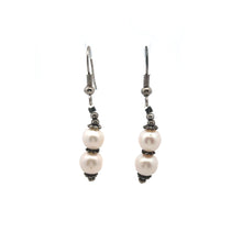 White Pearl 7.5mm Round Plain Dangle Gemstone Earrings