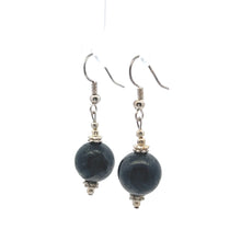 Black Eagle's Eye 12mm Ball Plain Dangle Gemstone Earrings