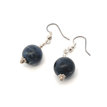 Deep Blue Sodalite 12mm Ball Plain Dangle Gemstone Earrings