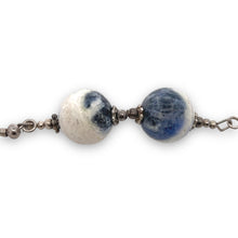 Blue White Sodalite 12mm Ball Plain Dangle Gemstone Earrings