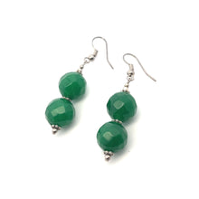 Green Jade 12mm Ball Facet Dangle Gemstone Earrings