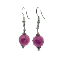 Purple Jade 12mm Ball Facet Dangle Gemstone Earrings