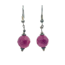 Purple Jade 12mm Ball Facet Dangle Gemstone Earrings