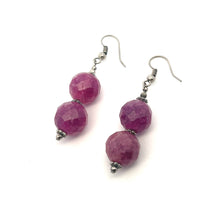 Purple Jade 12mm Ball Facet Dangle Gemstone Earrings