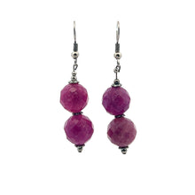 Purple Jade 12mm Ball Facet Dangle Gemstone Earrings