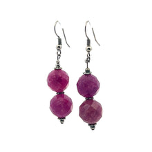 Purple Jade 12mm Ball Facet Dangle Gemstone Earrings