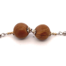 Brown Wood 12mm Ball Plain Dangle Gemstone Earrings