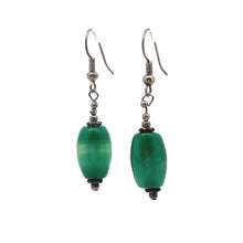 Green Jade 16x9mm Balloon Plain Dangle Gemstone Earrings