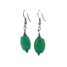 Green Jade 14x11.5mm Balloon Plain Dangle Gemstone Earrings