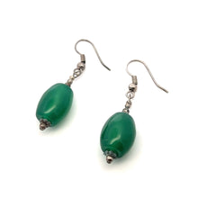 Green Jade 14x11.5mm Balloon Plain Dangle Gemstone Earrings