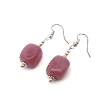 Pink Rhodonite 14x11x10mm Tumble Plain Dangle Gemstone Earrings