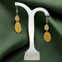 Yellow Chalcedony 18x13x11mm,9x8x7mm Tumble Plain Dangle Gemstone Earrings