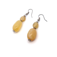 Yellow Chalcedony 18x13x11mm,9x8x7mm Tumble Plain Dangle Gemstone Earrings