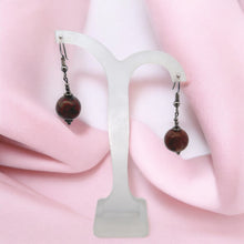 Brown Jasper 12mm Ball Plain Dangle Gemstone Earrings