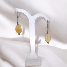 Yellow Chalcedony 16x11x8mm Tumble Plain Dangle Gemstone Earrings