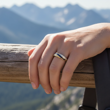 18K Yellow Gold Crossover Band Ring | Natural Sapphire & Diamond | Channel-Set Baguette Crisscross Design
