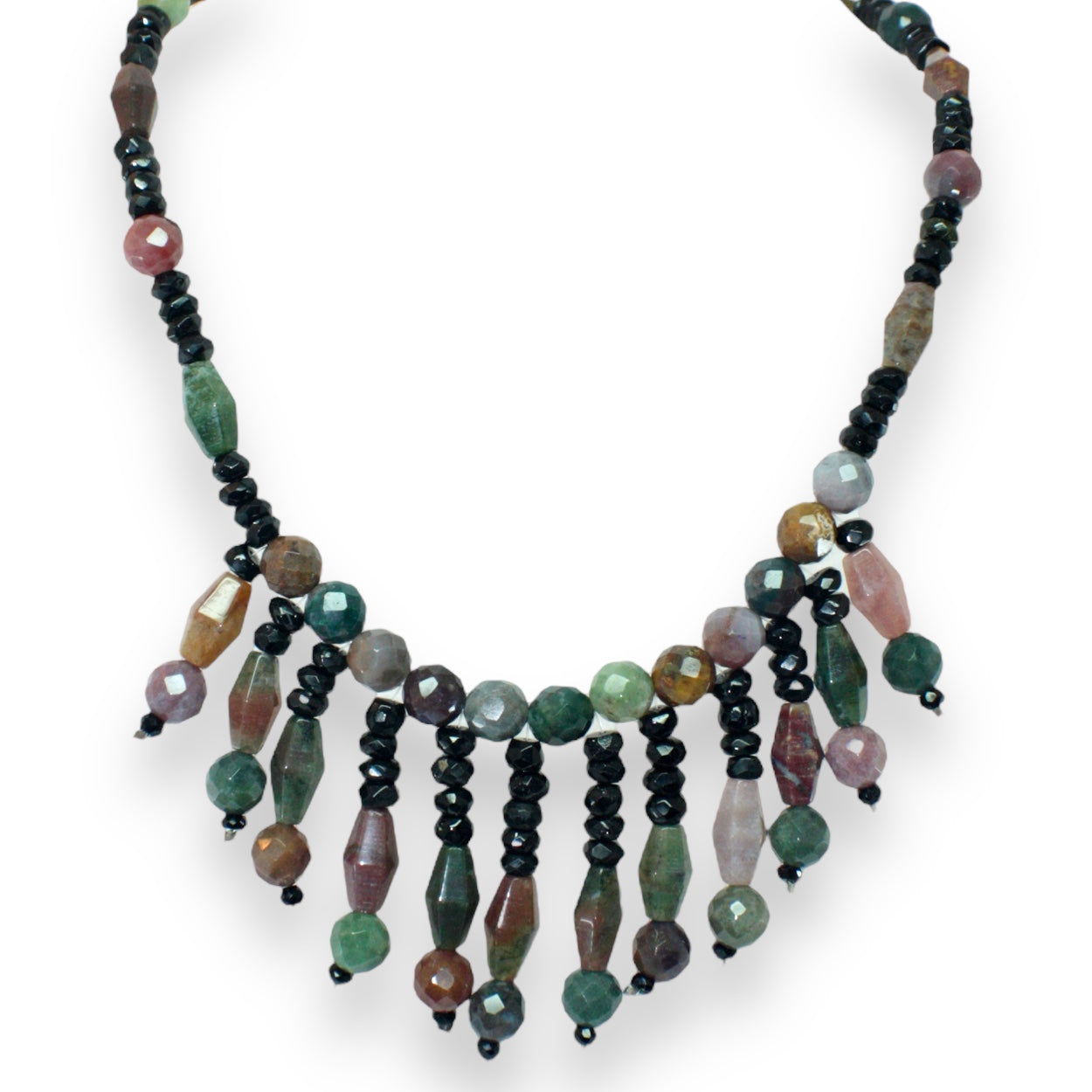 Natural Handmade Necklace 16"-18" Tourmaline, Jasper Gemstone Beads Jewellery