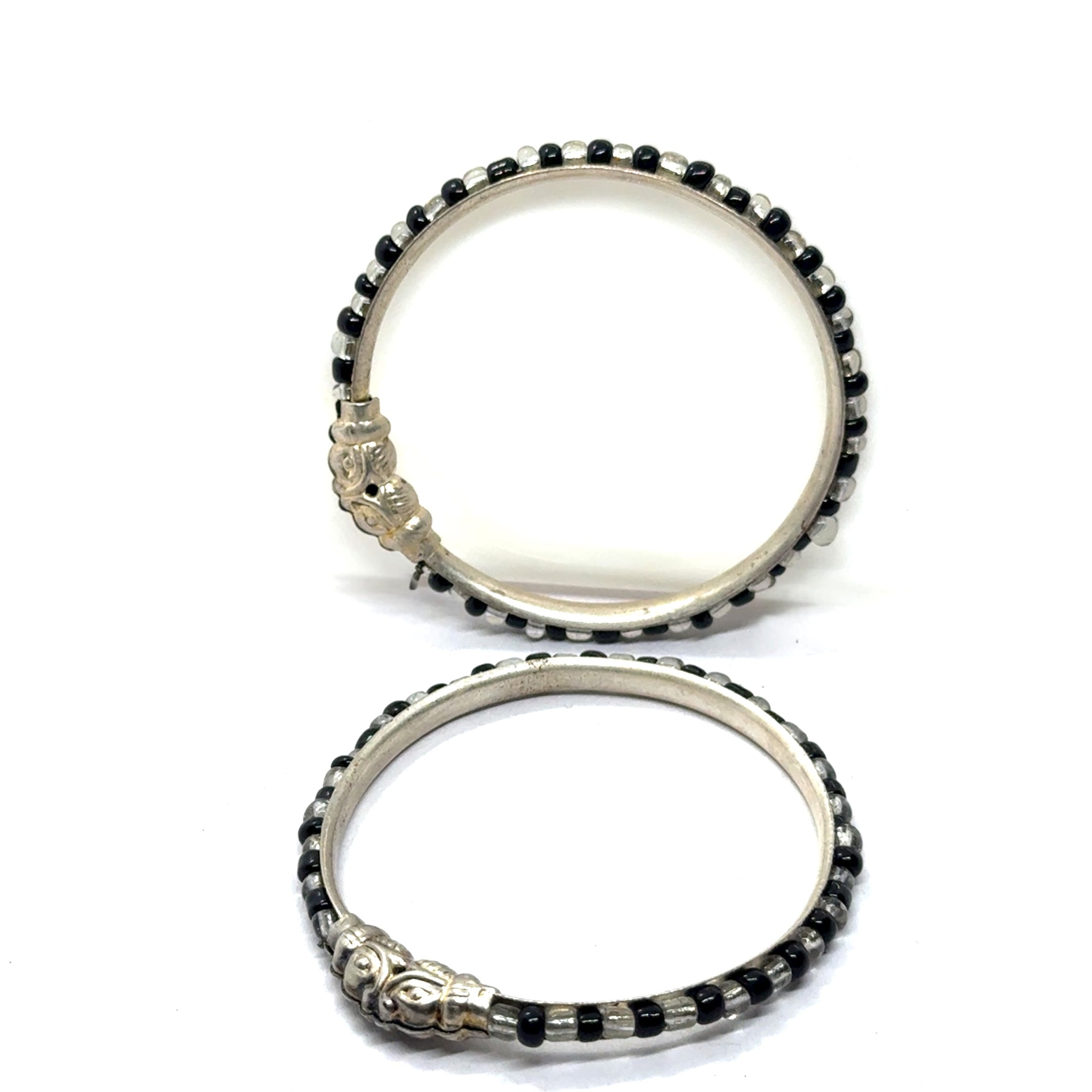 Premium German Silver Baby Black Bead Kada Set – Lightweight & Adjustable Infant Jewelry Gift