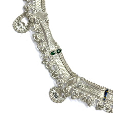 Bohemian Style German Silver Anklet Pair with Engraved Motifs and Sound Bells