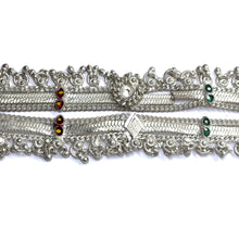 Bohemian Style German Silver Anklet Pair with Engraved Motifs and Sound Bells