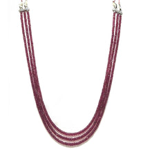 Natural Precious Necklace Ruby Gem Beads 3 Strands Layered Unique Jewelry
