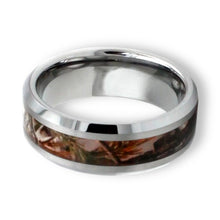 Tungsten Ring Beveled Edges Camouflage Inlay Hunting Pattern Finished 8mm Band