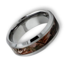 Tungsten Ring Beveled Edges Camouflage Inlay Hunting Pattern Finished 8mm Band