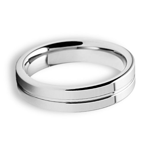 Tungsten Ring Polished Groove Center Triple Line Groove Edges Size 14 Band