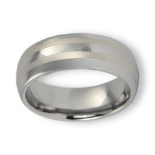 Tungsten Ring Polished Dome With Brushed Silver Center Line Glossy Edges Band