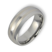 Tungsten Ring Polished Dome With Brushed Silver Center Line Glossy Edges Band