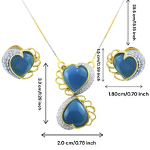 18K Yellow Gold Pendant Earring Chain with Chalcedony Heart & Natural Diamond Jewellery Set