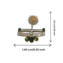 18K Yellow Gold Pendant Earring with Diamond & Green Tourmaline Natural Forest Floral Jewellery Set